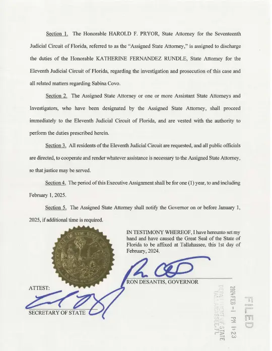 Sabina Covo Corruption Cocktail Coincidences City Commissioner Under Investigation Turned Over To Governor Ron Desantis Office Screenshot 2024 02 10 at 2. 31. 22 pm florida news sabina covo,miami commissioner