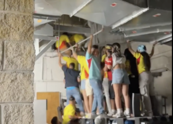 Copa america fans climb