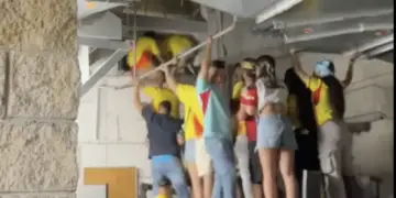 Copa america fans climb